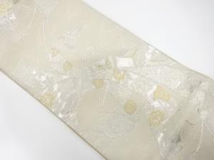 橋閑歩　束ね熨斗に花・古典柄織り出し　全通袋帯